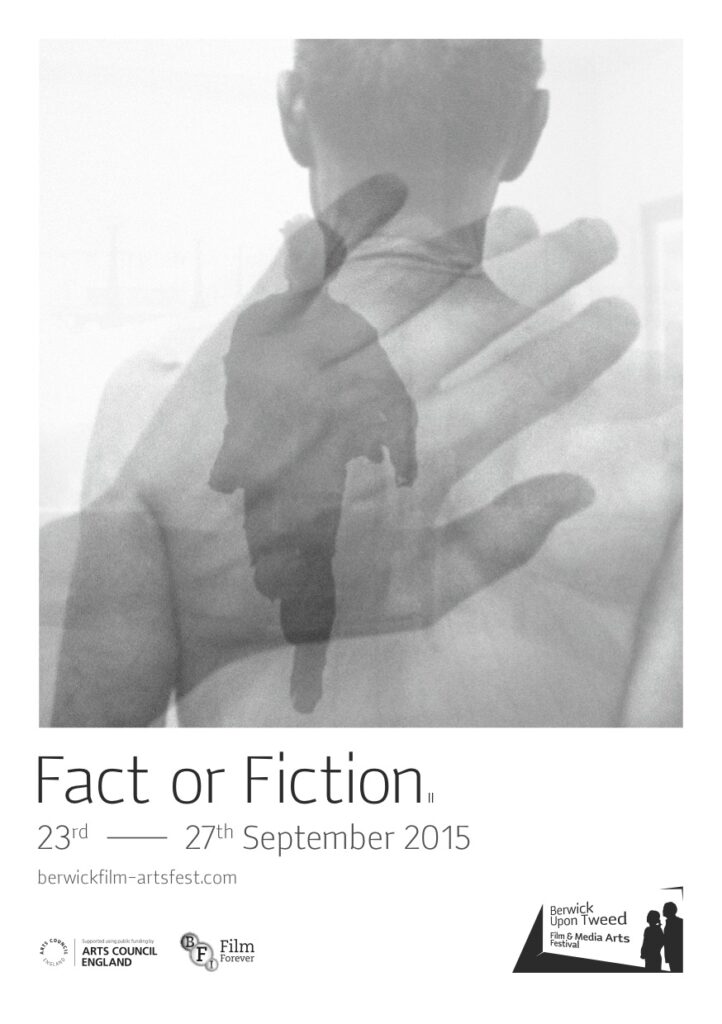Black and white image of a man’s back with a transparent hand overlay. Silhouette of a walking man is visible within the hand. Abstract concept of identity and presence. Artistic double exposure photo.