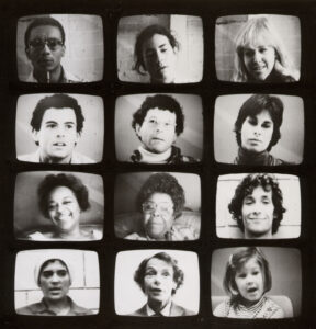 a collage of faces in black and white